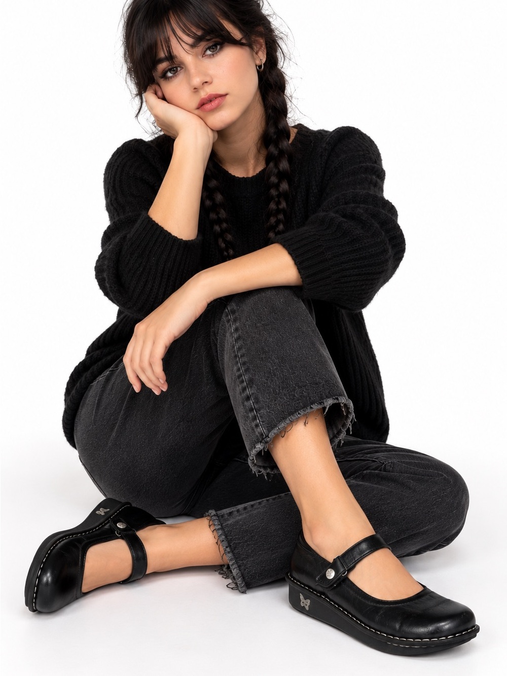 Alegria Belle BEL-101 Black Leather Mary Jane Comfort Shoes EU 40 US 9.5-10